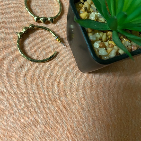 Studded Gold Color Hoops - Picture 2 of 4